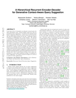 A Hierarchical Recurrent Encoder-Decoder For Generative Context-Aware
  Query Suggestion