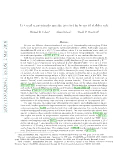 Optimal approximate matrix product in terms of stable rank