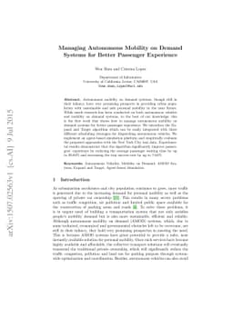 Managing Autonomous Mobility on Demand Systems for Better Passenger
  Experience