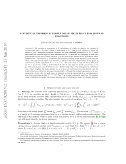 Statistical inference versus mean field limit for Hawkes processes