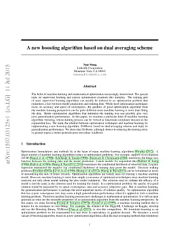 A new boosting algorithm based on dual averaging scheme