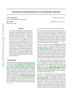 Incremental Variational Inference for Latent Dirichlet Allocation