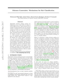 Fairness Constraints: Mechanisms for Fair Classification