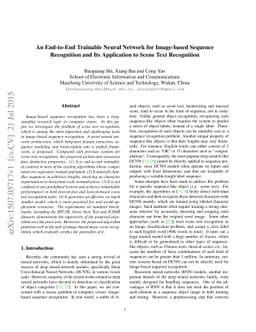 An End-to-End Trainable Neural Network for Image-based Sequence
  Recognition and Its Application to Scene Text Recognition