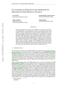 Clustering is Efficient for Approximate Maximum Inner Product Search