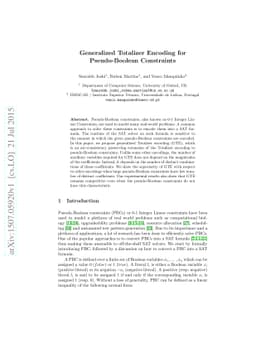 Generalized Totalizer Encoding for Pseudo-Boolean Constraints