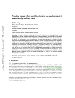 Principal causal effect identification and surrogate endpoint evaluation
  by multiple trials