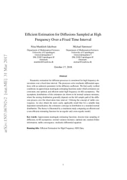 Efficient estimation for diffusions sampled at high frequency over a
  fixed time interval