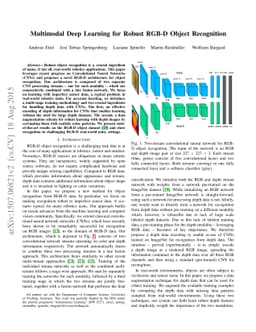 Multimodal Deep Learning for Robust RGB-D Object Recognition