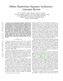 Offline Handwritten Signature Verification - Literature Review