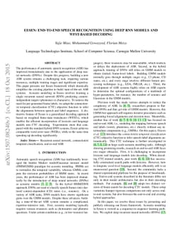 EESEN: End-to-End Speech Recognition using Deep RNN Models and
  WFST-based Decoding