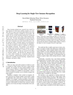 Deep Learning for Single-View Instance Recognition