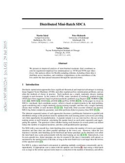 Distributed Mini-Batch SDCA