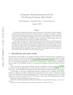 Asymptotic Mutual Information for the Two-Groups Stochastic Block Model