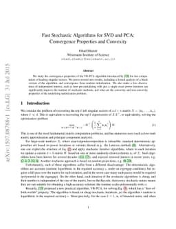 Fast Stochastic Algorithms for SVD and PCA: Convergence Properties and
  Convexity