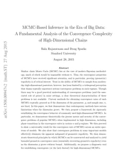 MCMC-Based Inference in the Era of Big Data: A Fundamental Analysis of
  the Convergence Complexity of High-Dimensional Chains