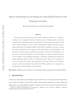 Sparse Pseudo-input Local Kriging for Large Spatial Datasets with
  Exogenous Variables