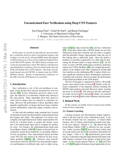 Unconstrained Face Verification using Deep CNN Features