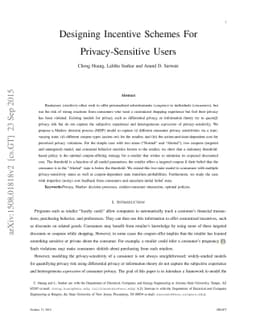 Designing Incentive Schemes For Privacy-Sensitive Users