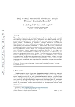 Deep Boosting: Joint Feature Selection and Analysis Dictionary Learning
  in Hierarchy