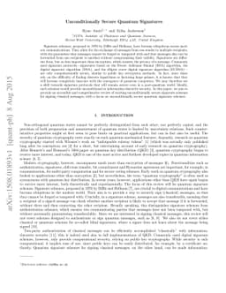 Unconditionally Secure Quantum Signatures