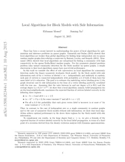 Local Algorithms for Block Models with Side Information