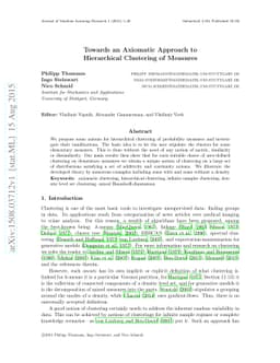 Towards an Axiomatic Approach to Hierarchical Clustering of Measures