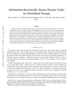 Information-theoretically Secure Erasure Codes for Distributed Storage