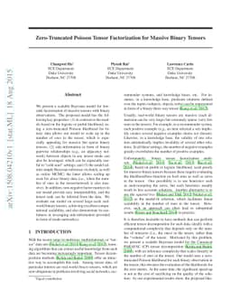Zero-Truncated Poisson Tensor Factorization for Massive Binary Tensors