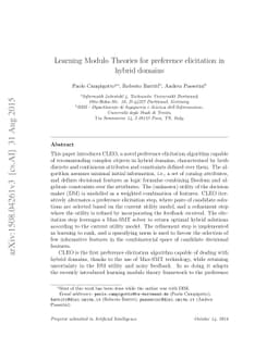 Learning Modulo Theories for preference elicitation in hybrid domains