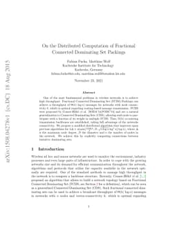 On the Distributed Computation of Fractional Connected Dominating Set
  Packings