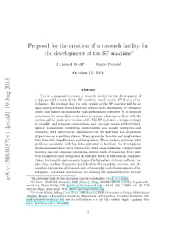 Proposal for the creation of a research facility for the development of
  the SP machine