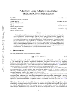 AdaDelay: Delay Adaptive Distributed Stochastic Convex Optimization