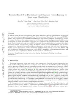 Exemplar Based Deep Discriminative and Shareable Feature Learning for
  Scene Image Classification