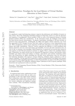 Prepartition: Paradigm for the Load Balance of Virtual Machine
  Allocation in Data Centers
