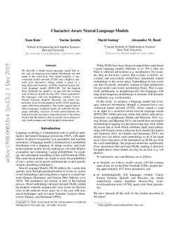 Character-Aware Neural Language Models