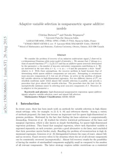 Adaptive variable selection in nonparametric sparse additive models