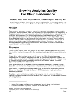 Brewing Analytics Quality for Cloud Performance