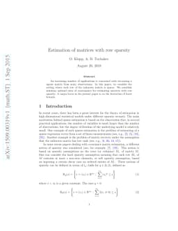 Estimation of matrices with row sparsity