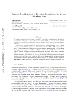 Bayesian Masking: Sparse Bayesian Estimation with Weaker Shrinkage Bias