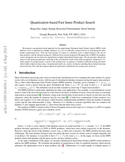 Quantization based Fast Inner Product Search