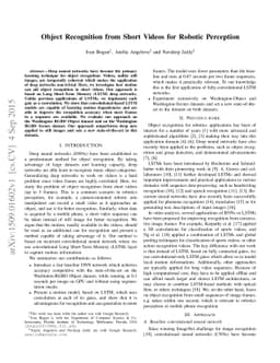 Object Recognition from Short Videos for Robotic Perception