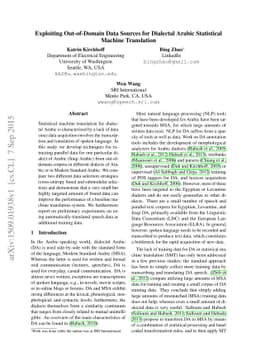Exploiting Out-of-Domain Data Sources for Dialectal Arabic Statistical
  Machine Translation