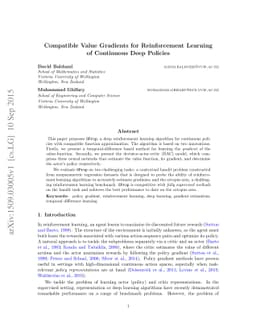 Compatible Value Gradients for Reinforcement Learning of Continuous Deep
  Policies