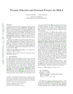 Premise Selection and External Provers for HOL4