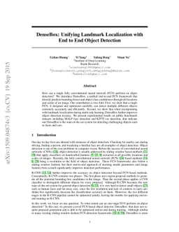 DenseBox: Unifying Landmark Localization with End to End Object
  Detection