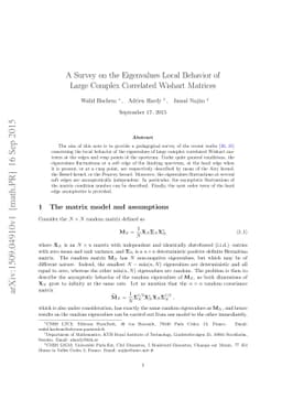 A Survey on the Eigenvalues Local Behavior of Large Complex Correlated
  Wishart Matrices