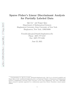 Sparse Fisher's Linear Discriminant Analysis for Partially Labeled Data