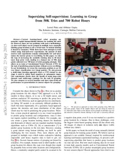 Supersizing Self-supervision: Learning to Grasp from 50K Tries and 700
  Robot Hours