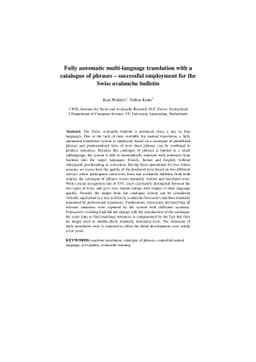 Fully automatic multi-language translation with a catalogue of phrases -
  successful employment for the Swiss avalanche bulletin